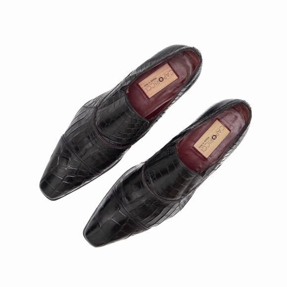 Caporicci 202 Luxury Italian Shoes Black Alligator Cap-Toe Loafers US 10.5 - Picture 2 of 16